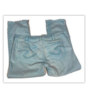 Women’s Silver Suki Capri Jeans, Size 33, Aqua Blue
